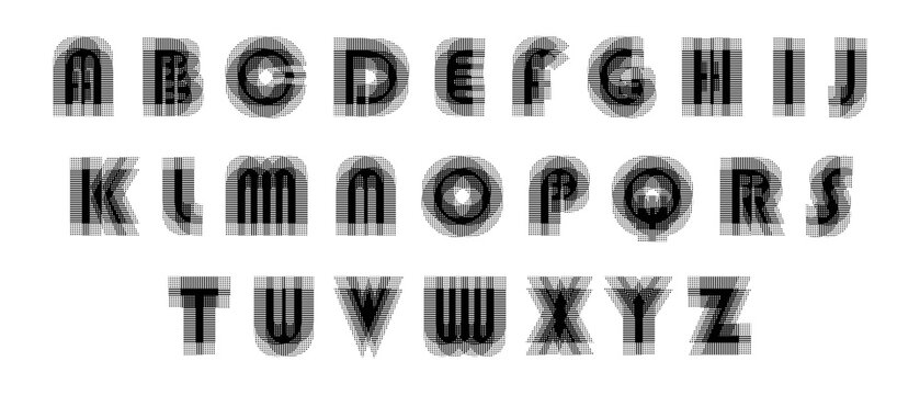 Vintage Ornate Black Alphabet &ndash; Gothic Decorative Stencil Serif Uppercase Letters A-Z Set