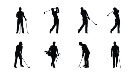 Naklejka premium Set of golf player silhouettes in various poses