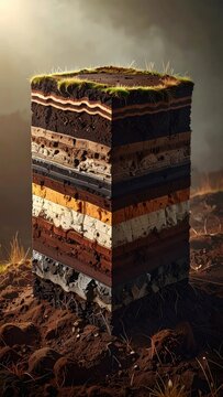 Geological cross-section showing soil layers and strata.
