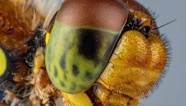 Extreme macro detail of a dragonfly compound eye.