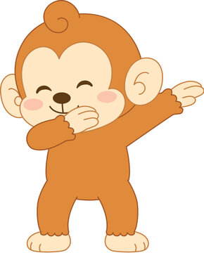 Funny brown monkey dapping pose illustration