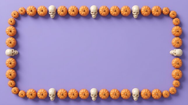 Cute jack o lanterns and ghost faces forming a rectangular frame decoration
