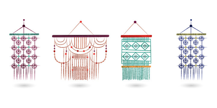 Colorful Bohemian Wall Hangings for Home Decor Inspiration on transparent background
