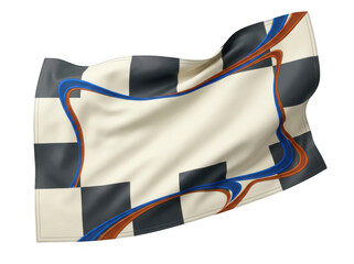 Fototapeta premium Checkered banner with abstract orange trim isolated on a transparent background pattern