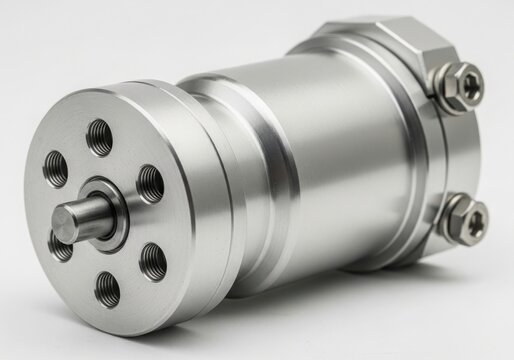 Close-up of mechanical pipe coupling flange isolated on white background