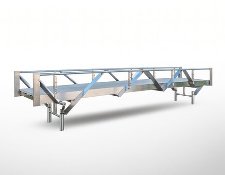 Pedestrian bridge, business commute concept, isolated on white background 