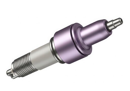 Spark plug with threaded metal base isolated on white background