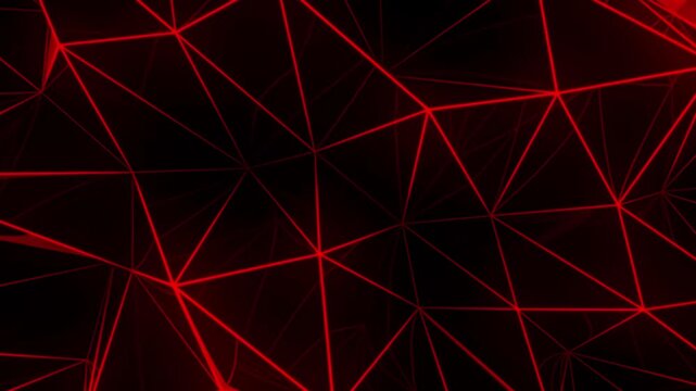 Red Glowing Low Poly Wireframe Grid Abstract Futuristic Background