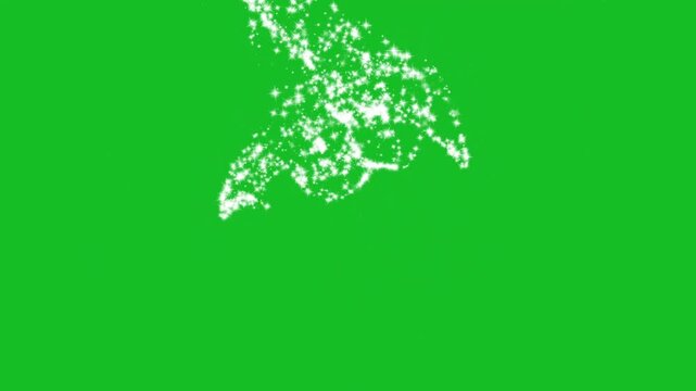 English Letter C Glowing with White Glitter Sparkles, Shimmering Particles and Radiant Light Creating an Elegant Decorative Typography Effect on Green Screen Background