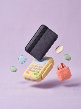 Black Friday Cute Felt Payment Terminal and Credit Card Concept