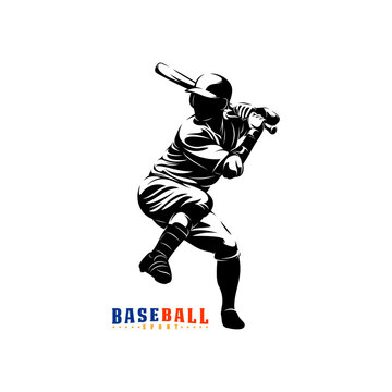 Silhouette professional baseball player vector illustration. Perfect for sports logos, team emblems, and tournament posters.