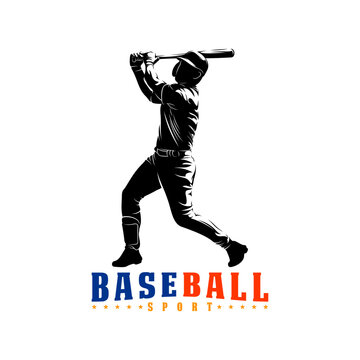 Silhouette professional baseball player vector illustration. Perfect for sports logos, team emblems, and tournament posters.