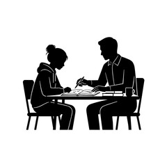 Fototapeta premium Silhouette of a tutor helping a student with homework