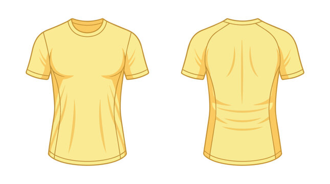 Premium Yellow Sport T-Shirt Template Design with Front and Rear Views for Athletic Performance Clothing