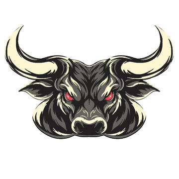 Angry bull head mascot logo illustration isolated on white background