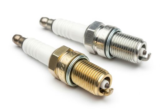 Spark plug with wire close-up view isolated on white background
