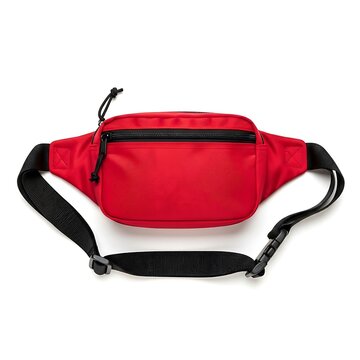 Red waist fanny pack bag with black straps