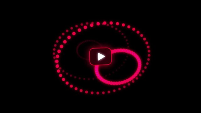 Futuristic 3D motion loop featuring a glowing crimson play-core reactor. A glassmorphism play icon pulses amidst a holographic warp ellipsoid of red nodes and cyber data streams. Great for tech intros