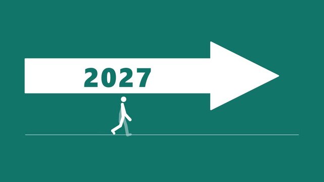 Future direction 2027 arrow with walking person