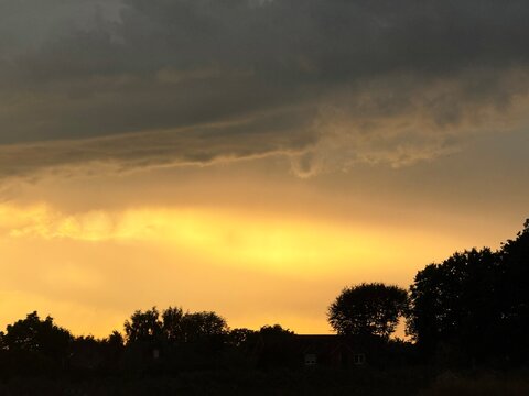 stormy sunset sky in the countryside 