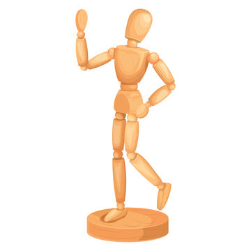 Vector articulated wooden mannequin for drawing with movable body parts. Allows you to change poses and use different figure positions as a reference for drawing