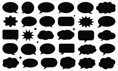 Fototapeta premium Set of various black speech bubbles and comic thought clouds isolated on a white background for design