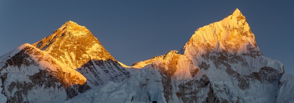 Mount Everest Lhotse and Nuptse sunset landscape