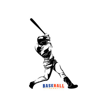 Silhouette professional baseball player vector illustration. Perfect for sports logos, team emblems, and tournament posters.