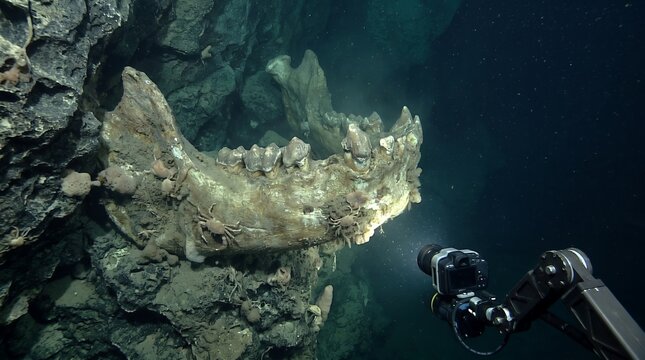 Underwater discovery of massive ancient whale bones resting on the seabed deep ocean exploration archaeology