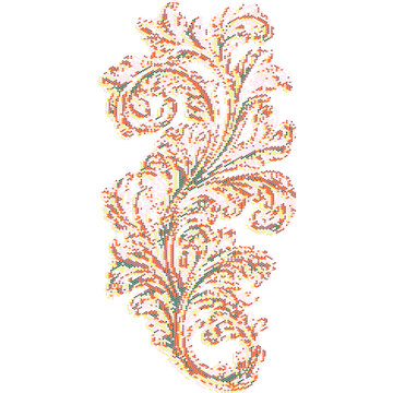 Colorful floral design with intricate swirls and retro elements