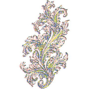 Colorful abstract floral pattern with intricate swirls and curves