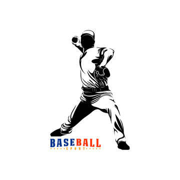 Silhouette professional baseball player vector illustration. Perfect for sports logos, team emblems, and tournament posters.