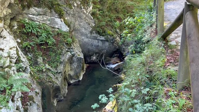 A waterfall on the Ruta del Alba trail in Asturias