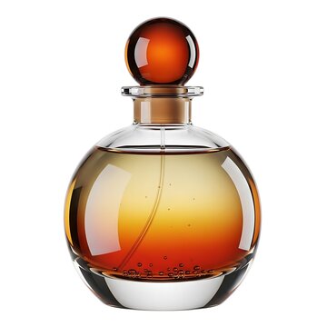 Elegant amber perfume bottle with gold cap