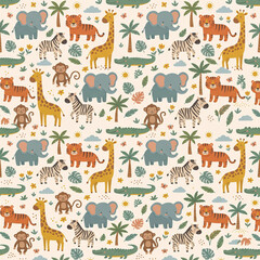 Cute Jungle Safari Seamless Pattern © Javier Randi