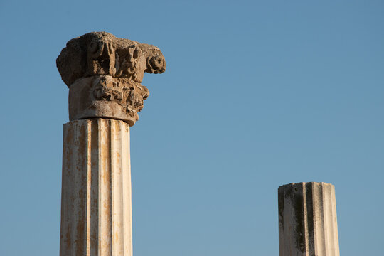 Tharros Archaeological Site in Sardinia, in San Giovanni in Sinis near the sea in the municipality of Cabras, Italy.