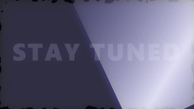 Stay Tuned Text on Purple Gradient Background with Dynamic Light Beam Effects for Video Streaming