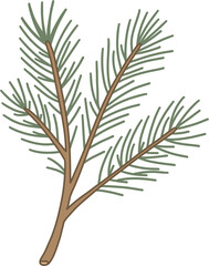 Fototapeta premium Pine branch vector illustration, evergreen needle foliage design element