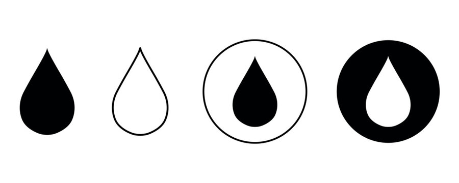 Vector black water drop icon set.