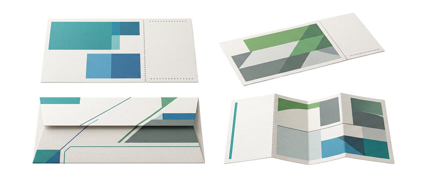 Stationery mockup envelope brochure ticket set with geometric pattern displayed on black background for corporate branding identity design presentation templates and modern print collateral layout