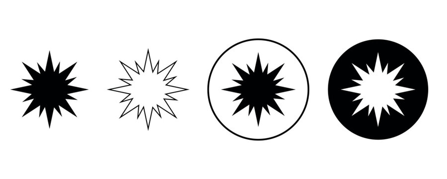 sun icon set, sunshine and solar glow, sunrise or sunset.