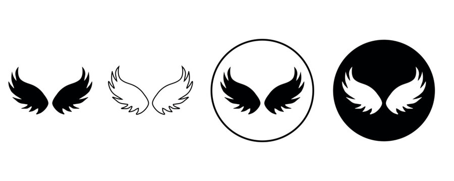 Wings icons set. Simple set of wings vector icons for web design on white background