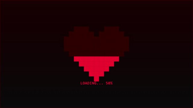 Bit Pixel Heart Shape Loading Bar Animation