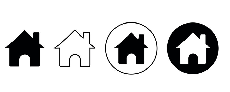 House symbol. Set of real estate objects and houses black icons isolated on white background.