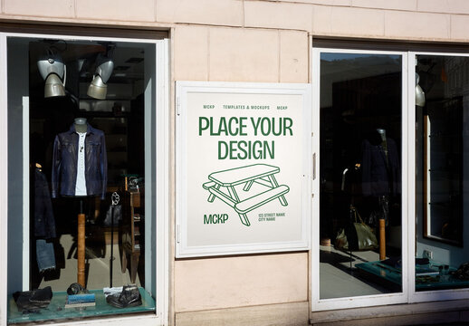 Mockup Of Customizable Sign On Wall