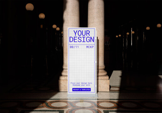 Mockup Of Customized Sign Between Pillars