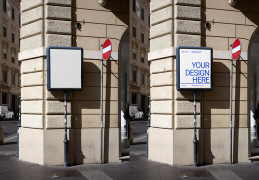 Mockup Of Customizable Poster On Building Corner