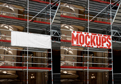 Mockup Of Customized Hoarding On Scaffolding