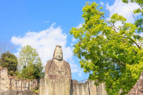 Oya Peace Kannon, a 27-Meter Hand-Carved Stone Statue on an Oya Stone Cliff in Utsunomiya, Tochigi, Japan