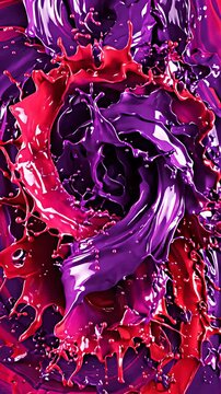 Vibrant purple and red liquid swirling in a dynamic vortex motion
